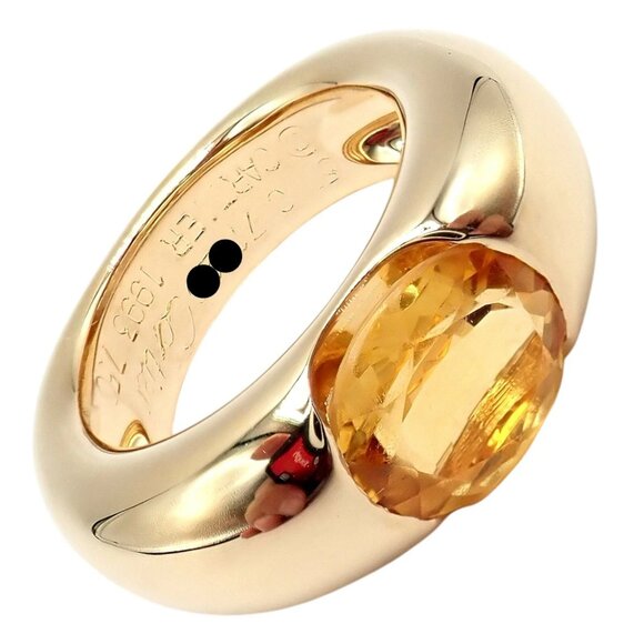 Authentic! Cartier 18k Yellow Gold Citrine Wide Large Ellipse Band Ring Size 5.5 - Picture 7 of 15